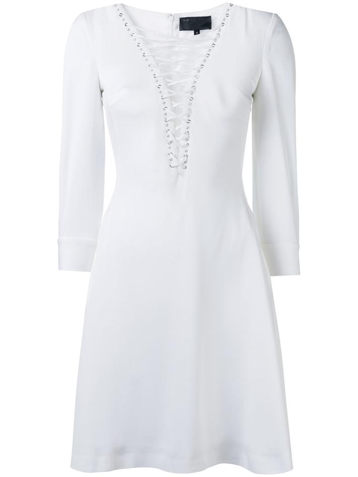 Philipp Plein - Lace-up Mini Dress - Women - Polyester/spandex/elastane/acetate/viscose - L, White, Polyester/spandex/elastane/acetate/viscose