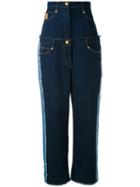 Natasha Zinko - Multi-patterned High Rise Jeans - Women - Cotton - 34, Blue, Cotton