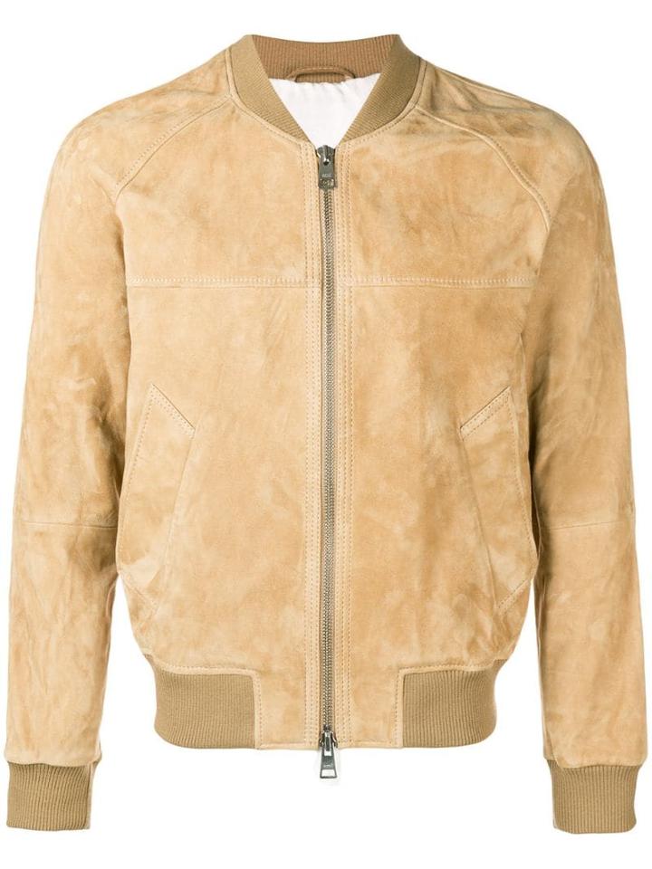 Ami Paris Zipped Suede Jacket - Neutrals