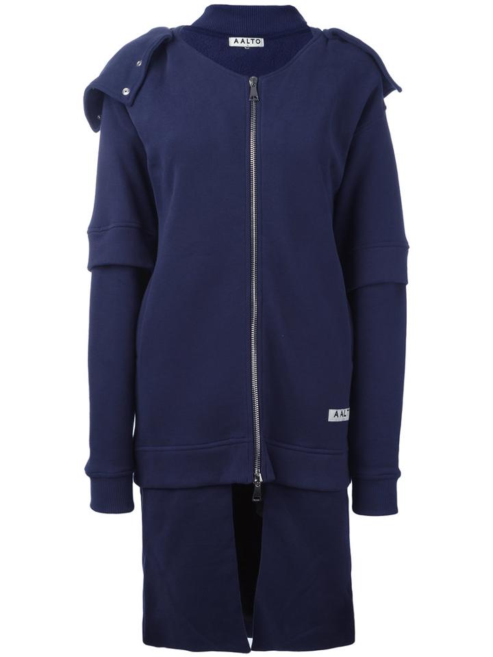 Aalto - Zipped Hooded Coat - Women - Cotton/viscose - 36, Blue, Cotton/viscose