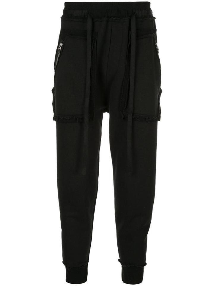 Carpe Diem Tapered Raw Hem Track Trousers - Black