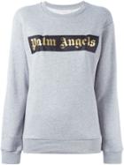Palm Angels Logo Print Sweatshirt, Women's, Size: S, Grey, Cotton