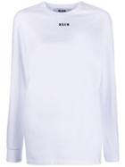 Msgm Logo Print Long-sleeved T-shirt - White