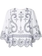 Tory Burch Open Embroidery Bell Sleeve Blouse - White