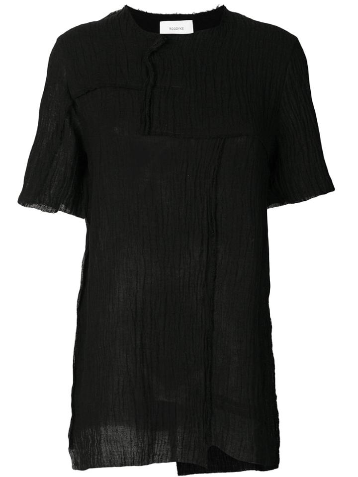 Roggykei Asymmetric Pleated T-shirt - Black