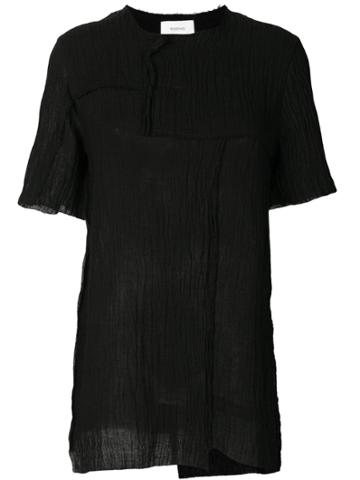 Roggykei Asymmetric Pleated T-shirt - Black