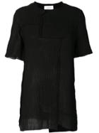 Roggykei Asymmetric Pleated T-shirt - Black