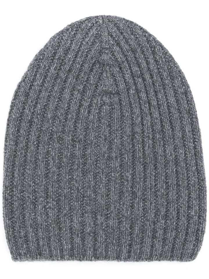 Barrie Ribbed-knit Cashmere Beanie - Grey