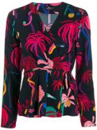 Ps Paul Smith Floral Print Wrap Blouse - Black