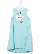 Fendi Kids Logo Cloud Print Dress, Girl's, Size: 14 Yrs, Blue