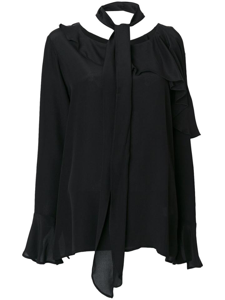 Gold Hawk Asymmetric Layered Blouse - Black