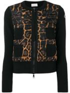 Moncler Leopard Print Down Jacket - Black