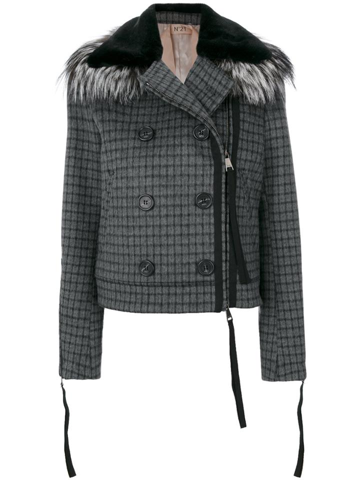 No21 Checked Cropped Jacket - Grey