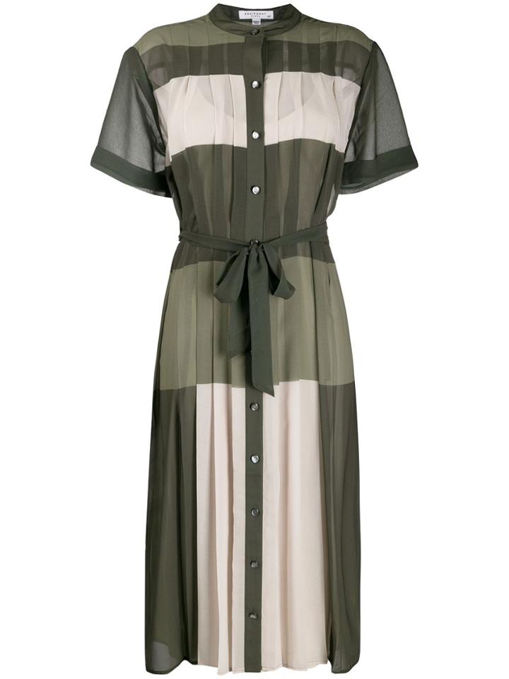 Equipment Colour Block Shirt Dress - Green