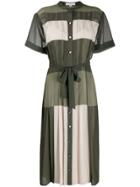 Equipment Colour Block Shirt Dress - Green