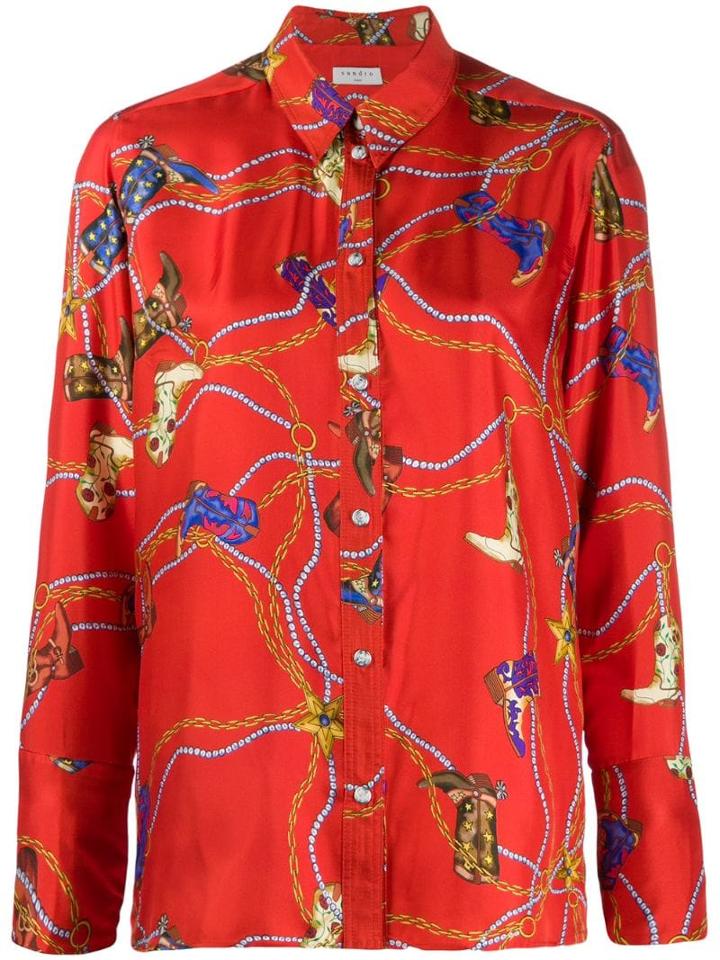 Sandro Paris Boot Print Blouse - Red