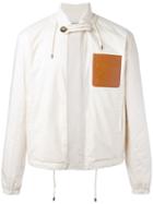 Loewe Strings Detail Bomber Jacket, Men's, Size: 48, White, Cotton/leather/polyester