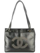 Chanel Vintage Chanel Studs Cc Shoulder Tote Bag Black Leather