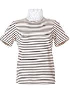 Cityshop Lace Turtle Neck Striped T-shirt, Women's, Nude/neutrals, Nylon/polyurethane/rayon