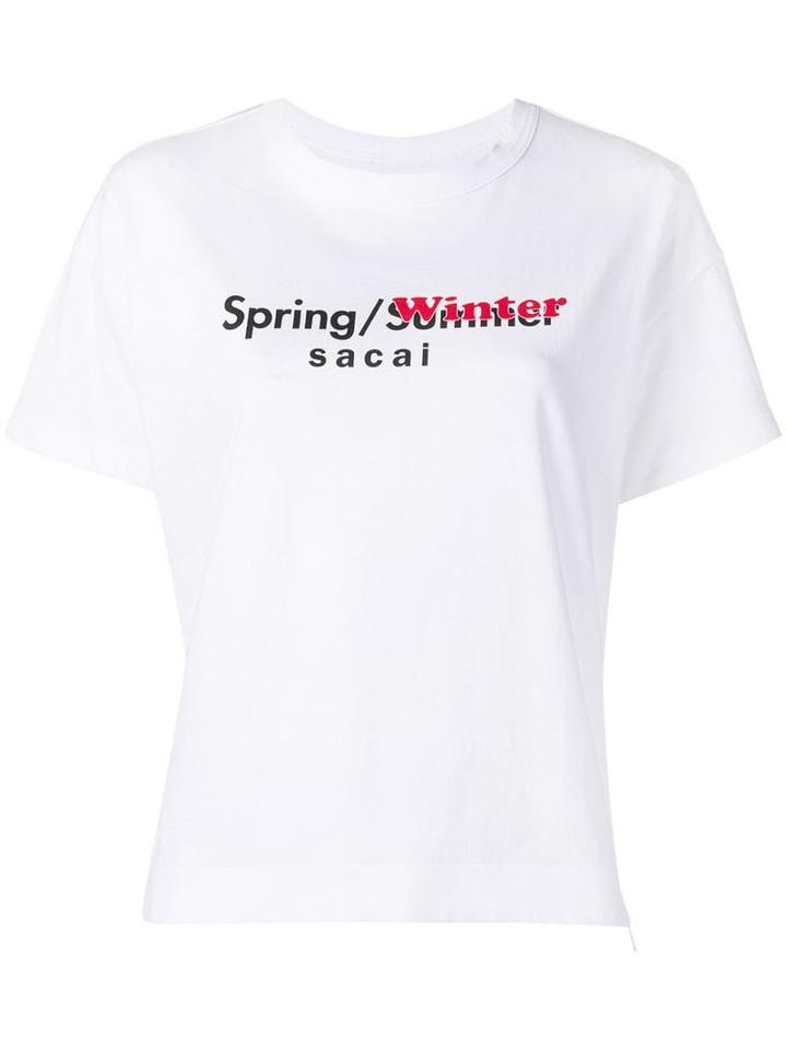 Sacai Contrasting Logo Print T-shirt - White