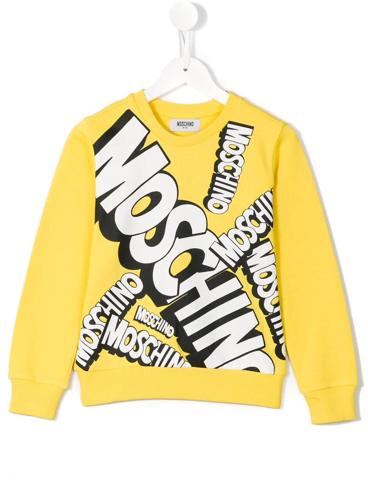 Moschino Kids Logo Print Sweatshirt, Boy's, Size: 8 Yrs, Yellow/orange
