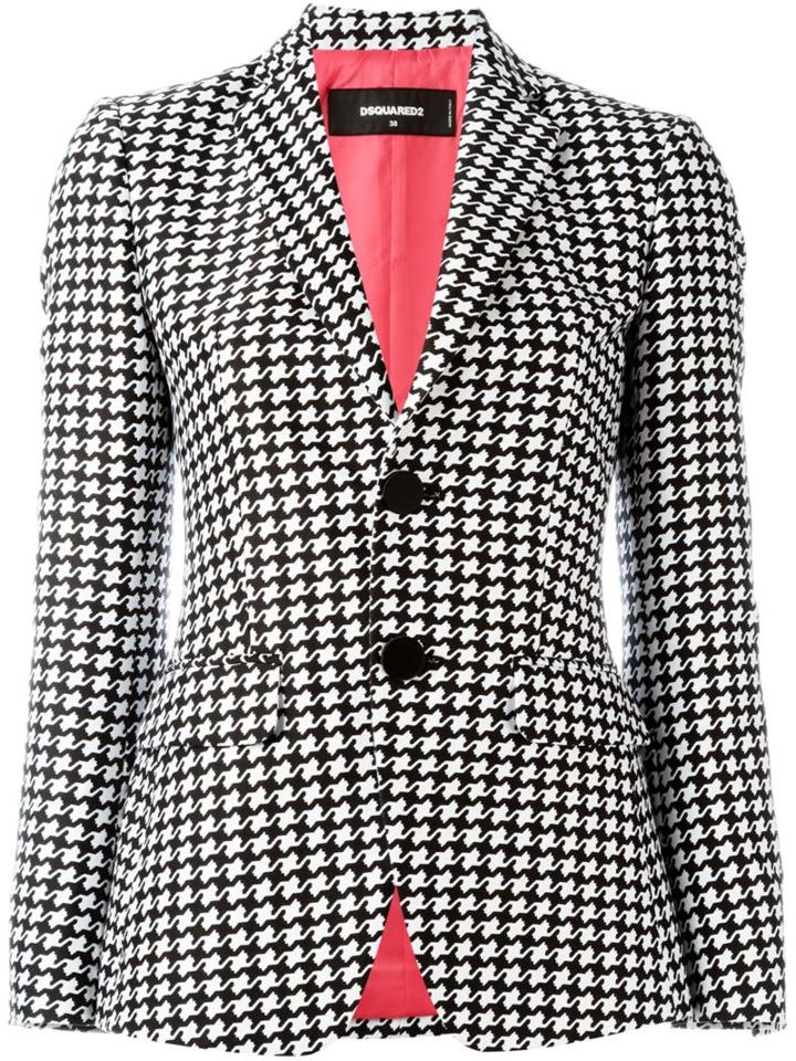 Dsquared2 Geometric Print Blazer, Women's, Size: 40, Black, Polyester/cotton/silk