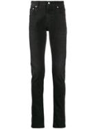 Alexander Mcqueen Embroidered Signature Slim Fit Denim Jeans - Black