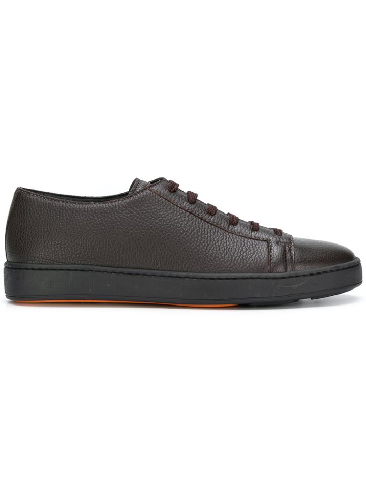 Santoni Lace Up Neoprene Trimmed Trainers - Brown