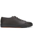Santoni Lace Up Neoprene Trimmed Trainers - Brown
