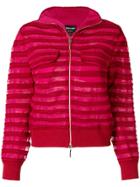Giorgio Armani Tonal Stripe Zipped Jacket - Pink