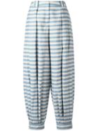 Jil Sander Navy Striped Tapered Pants, Women's, Size: 38, Blue, Cotton/polyester