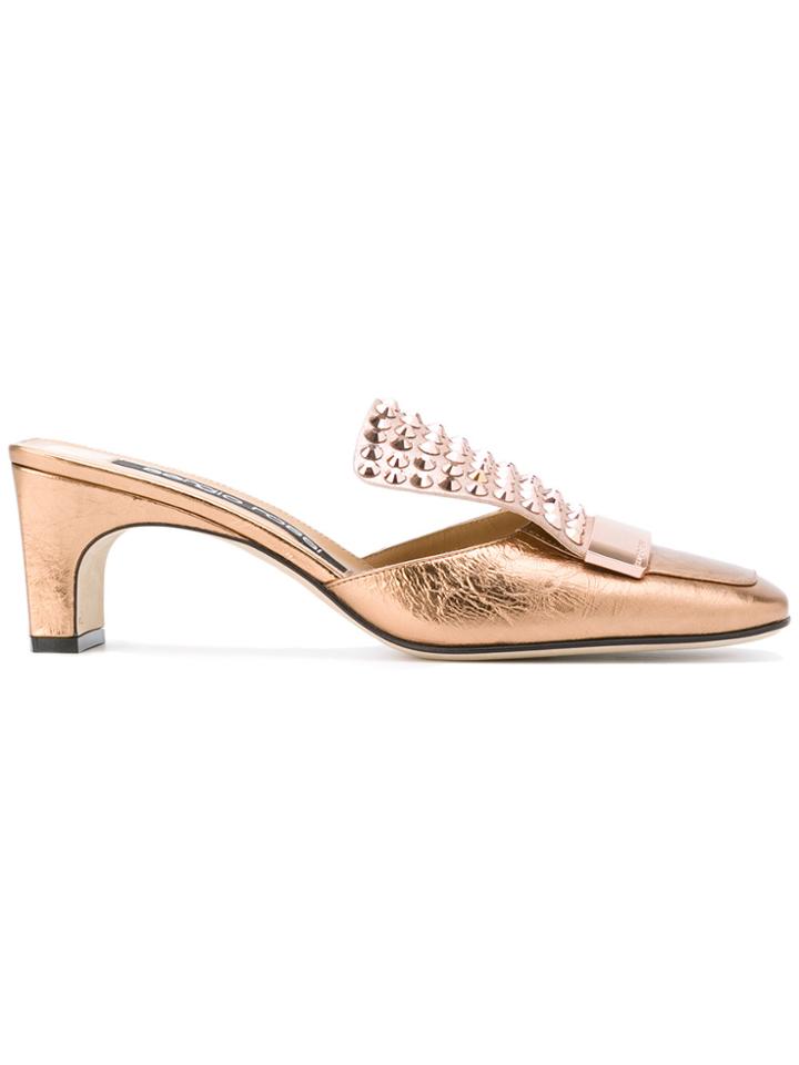 Sergio Rossi Embellished Mules - Metallic