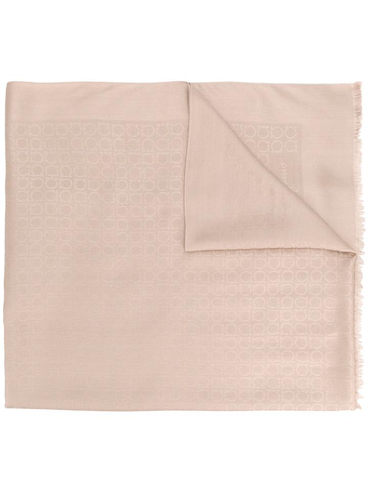 Salvatore Ferragamo Raw Edge Patterned Scarf - Pink & Purple