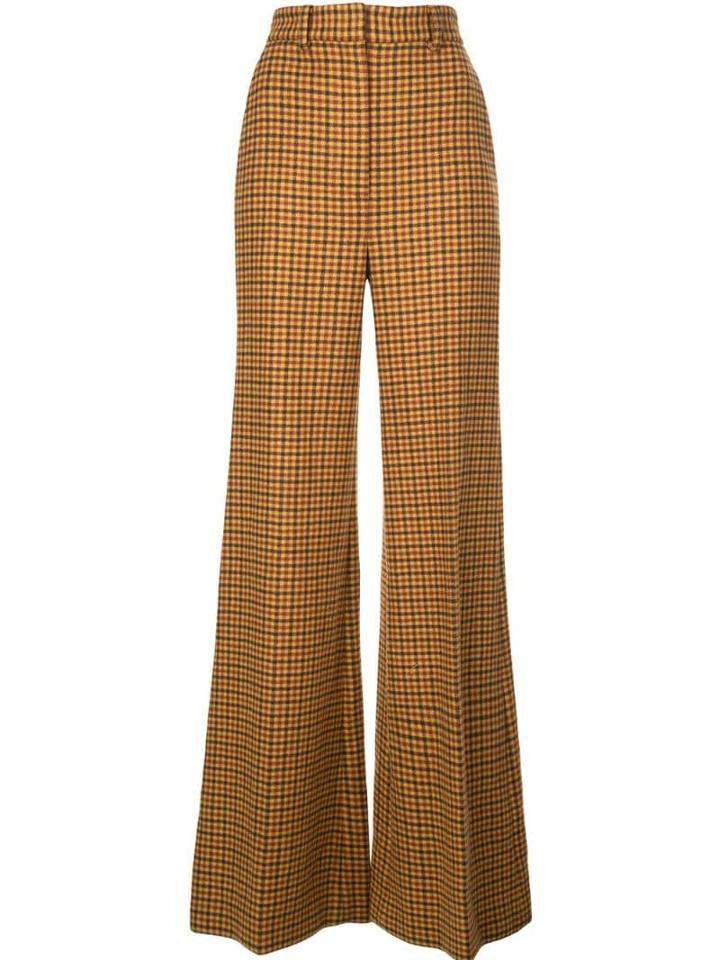Khaite Flared Gingham Trousers - Brown