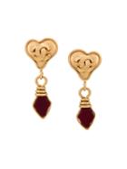 Chanel Vintage Heart Stone Clip-on Earrings, Women's, Metallic
