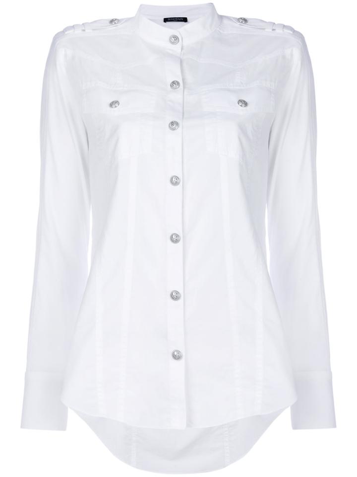 Balmain Embossed Button Shirt - White