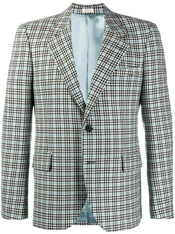 Alexander Mcqueen Checked Wool Blazer - Blue