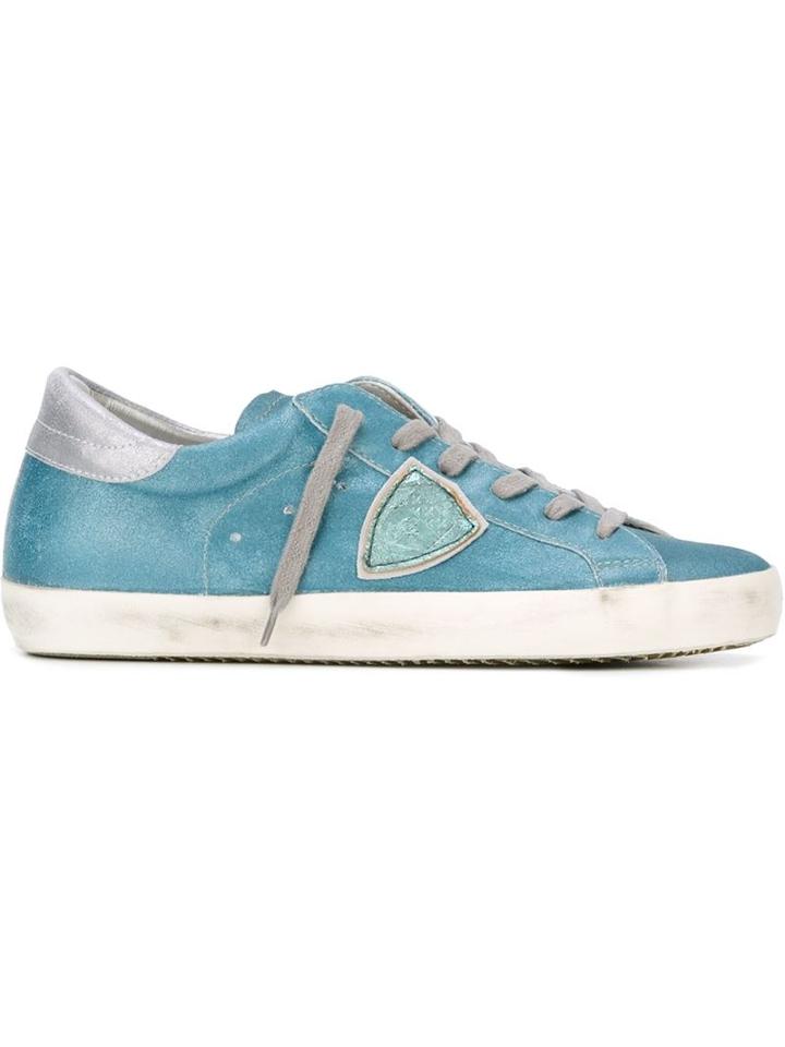 Philippe Model Logo Patch Sneakers, Women's, Size: 38, Blue, Leather/rubber