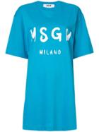 Msgm Logo T-shirt Dress - Blue