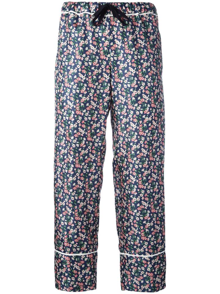 Moncler Floral Print Cropped Trousers - Multicolour