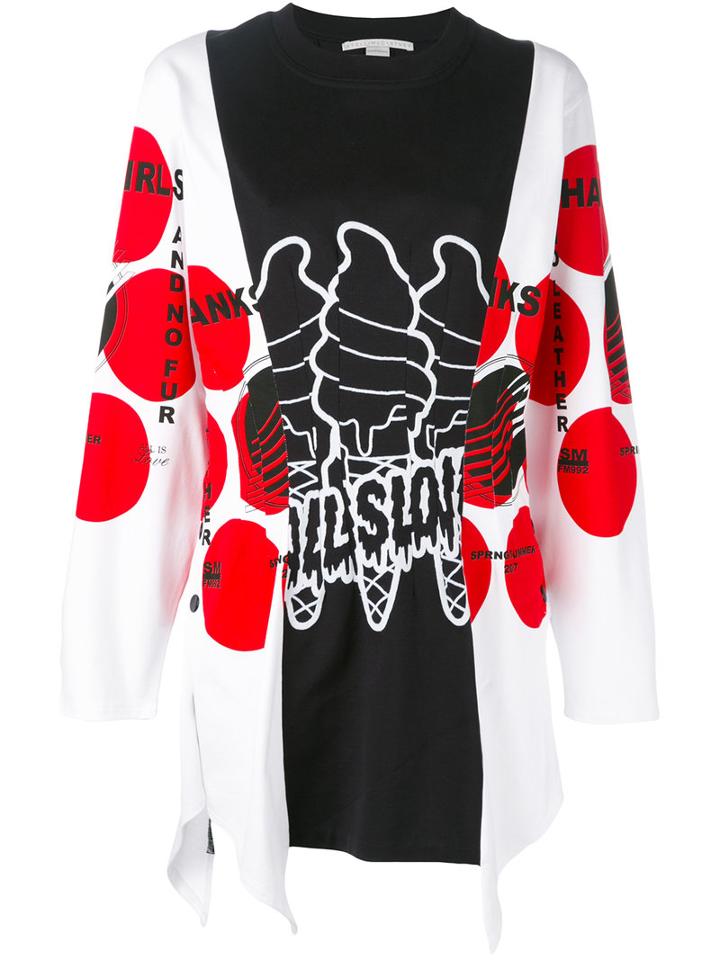 Stella Mccartney - Mixed Print Draped Top - Women - Cotton/viscose - 42, Women's, Black, Cotton/viscose