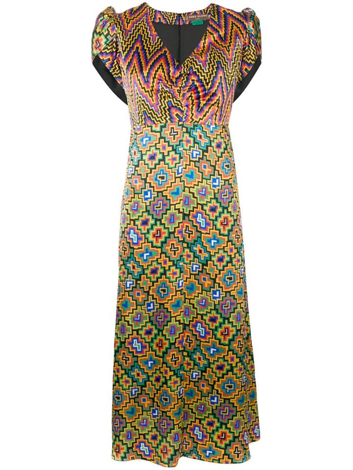 Duro Olowu Contrasting Panel Midi Dress - Yellow & Orange