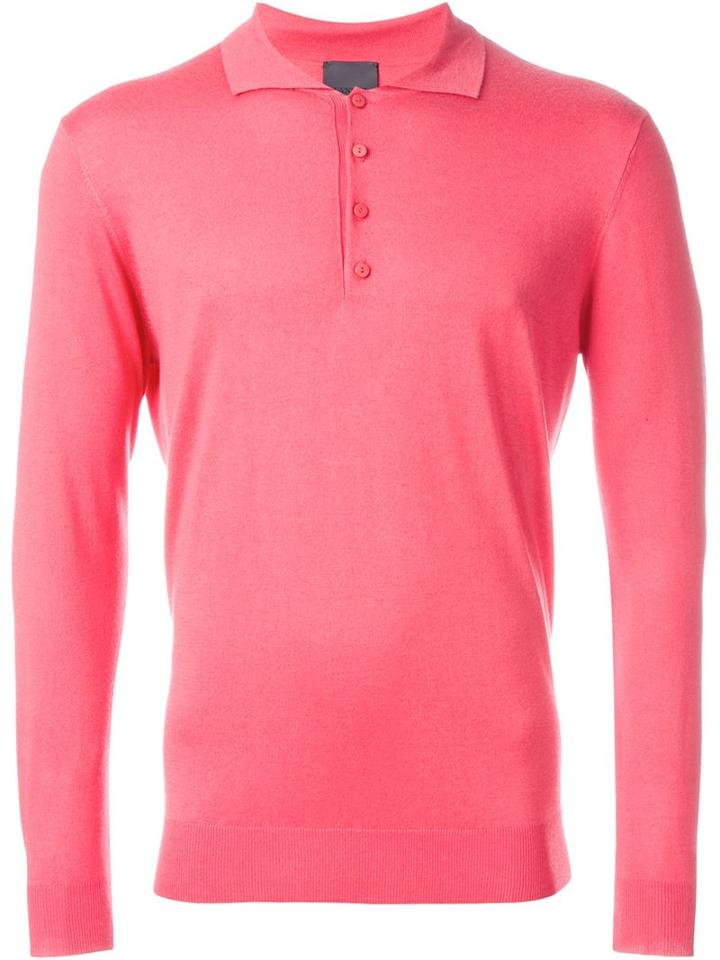 Laneus Longsleeved Polo Shirt, Men's, Size: 52, Nude/neutrals, Silk/cashmere