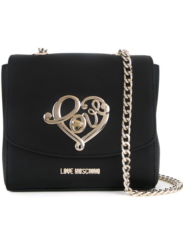 Love Moschino 'love' Plaque Crossbody Bag, Women's, Black