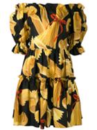 Dolce & Gabbana Print Off-shoulder Dress, Women's, Size: 46, Black, Cotton