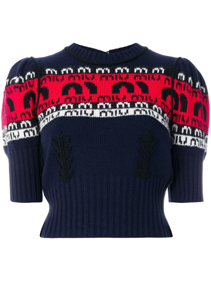 Miu Miu Embroidered Logo Sweater - Blue