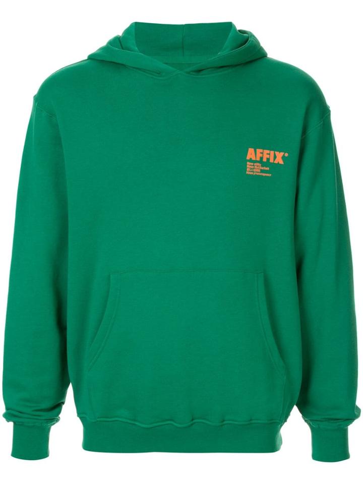 Affix Logo Print Hoodie - Green