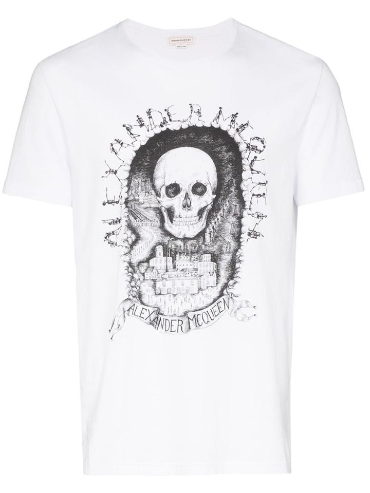 Alexander Mcqueen Skull Print Logo T-shirt - White