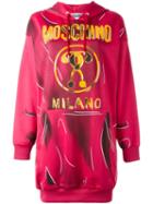 Moschino Trompe L'oeil Logo Sweatshirt Dress, Women's, Size: 42, Pink/purple, Polyester/cotton/rayon/other Fibers