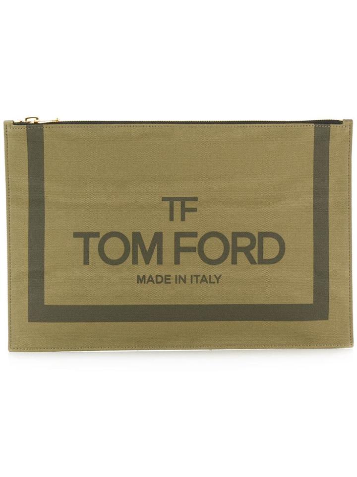 Tom Ford Logo Print Pouch - Green